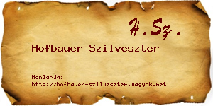 Hofbauer Szilveszter névjegykártya