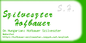 szilveszter hofbauer business card